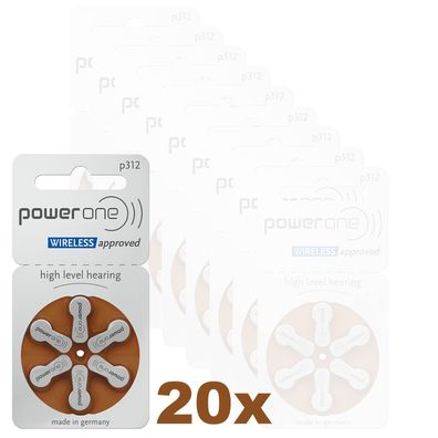 20x 6er Blister VARTA PowerOne Hörgerätebatterien Knopfzelle Typ 312 PR 41 P312 A