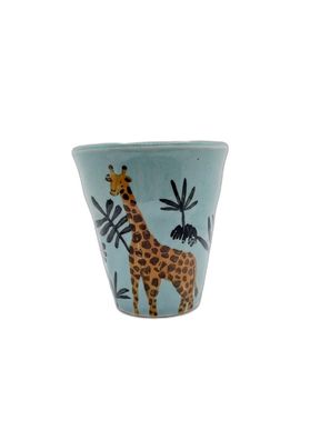 RICE Melamin Becher 'Jungle' mit Giraffen-Motiv, Hellblau