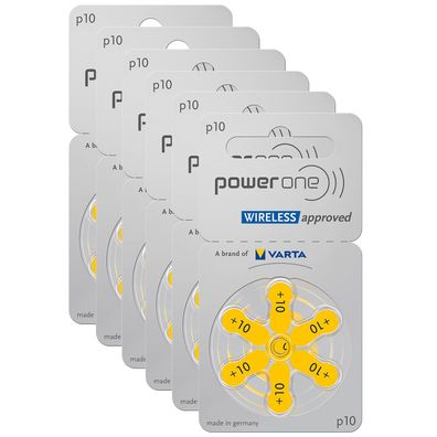 6x 6er Blister Varta Power One Hörgerätebatterien P10 PowerOne PR70 Typ 10