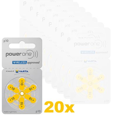 20x 6er Blister Varta Power One Hörgerätebatterien P10 PowerOne PR70 Typ 10