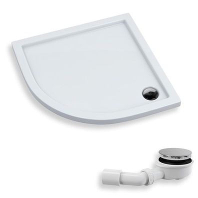 Duschwanne Viertelkreis Acryl CASPAR 80x80x5 Weiß | Ablaufgarnitur im SET !