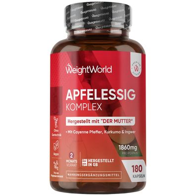 WeightWorld Apfelessig Komplex - 1860mg pro Portion - Aus Muttersaft- 180 Kapseln