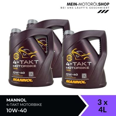 Mannol 4-Takt Motorbike 10W-40 3x4 Liter