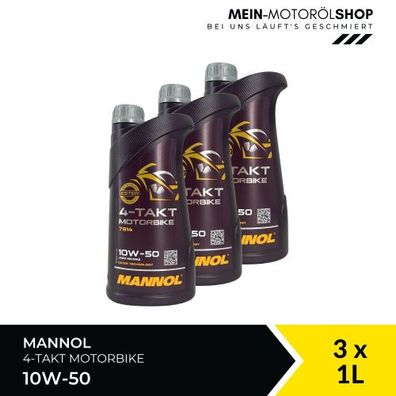 Mannol 4-Takt Motorbike 10W-50 3x1 Liter