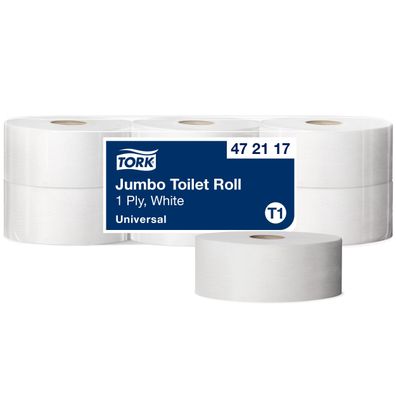 Tork Jumbo Toilettenpapier T1 1-lagig weiß 6 Rollen je 650 m Universal