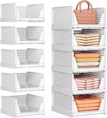 Best For Home 5er Set Kleiderschrank Organizer - Faltbare Boxen 43×33×18 cm prakt