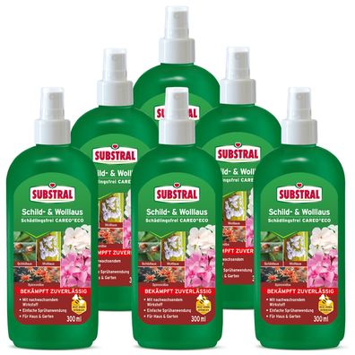 6 x SUBSTRAL® Schild-& Wolllaus Schädlingsfrei Careo® Eco, 300 ml Sprühflasche