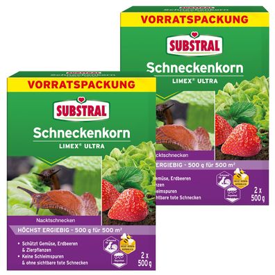 2 x SUBSTRAL® Schneckenkorn Limex® Ultra, 2 x 500 g