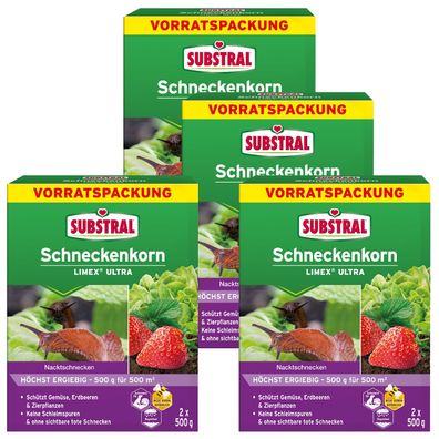 4 x SUBSTRAL® Schneckenkorn Limex® Ultra, 2 x 500 g
