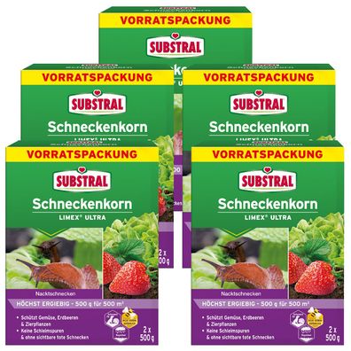 5 x SUBSTRAL® Schneckenkorn Limex® Ultra, 2 x 500 g