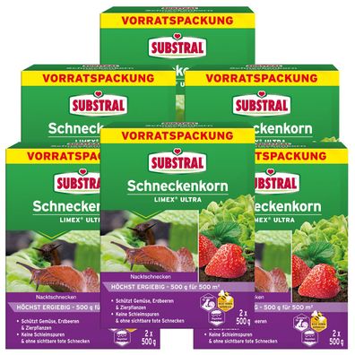 6 x SUBSTRAL® Schneckenkorn Limex® Ultra, 2 x 500 g