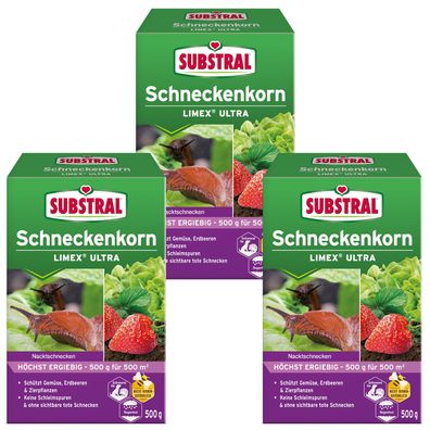 3 x SUBSTRAL® Schneckenkorn Limex® Ultra, 500 g