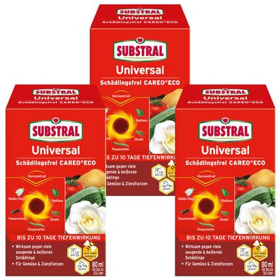 3 x SUBSTRAL® Universal Schädlingsfrei Careo® Eco, 80 ml