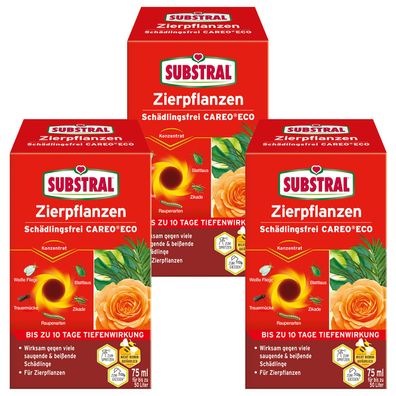 3 x SUBSTRAL® Zierpflanzen Schädlingsfrei Careo® Eco, 75 ml