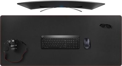 Best For Home Schreibtischunterlage 140×60 cm - PU Schreibtischmatte Schwarz Büro