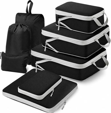 Best For Home Packwürfel 8-teilig - Koffer Organizer für Reise & Handgepäck Schwarz