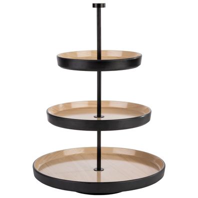 APS Frida EtagÜre 3-stufig Edelstahl schwarz mit 3 Melaminschalen 43 cm