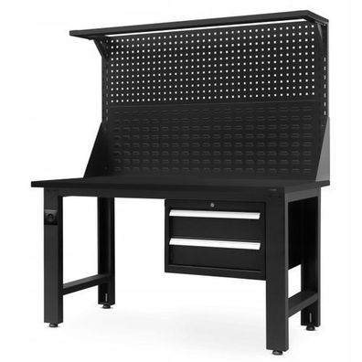 Werkbank mit Lochwand Werktisch Arbeitsplatte mit 2 Schubladen 150 x 170 x 75 cm