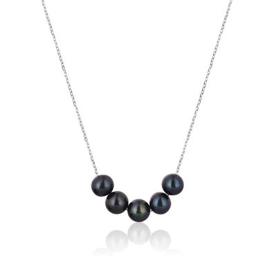 Elegant silver necklace with genuine river pearls JL0783