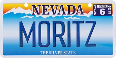 USA Kennzeichen mit Namen, Blechschild, MORITZ , NEVADA , (73)
