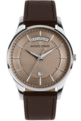 Jacques Lemans Herrenuhr London Quarz Dunkelbraun/Mokka 1-2193K