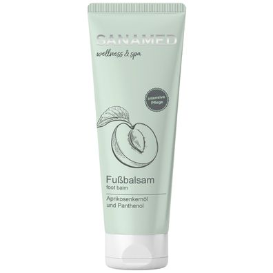 Sanamed Wellness & Spa Fußbalsam mit Aprikosenkernöl & Panthenol, 150 ml