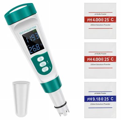 E46C 5in1 Wassertester pH TDS EC Salz Temperatur für Pool Aquarium & Trinkwasser