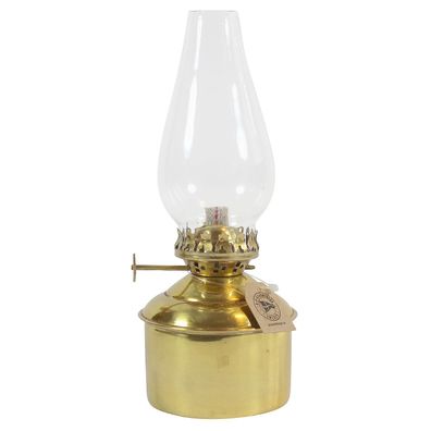 Petroleumlampe Haga Messing, mit 2 Gläsern, Messingbrenner, Höhe 22 cm