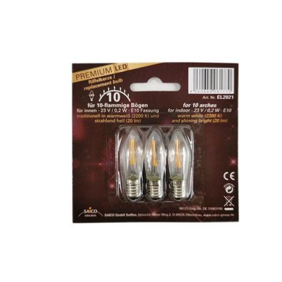 LED-Ersatzlampe/ Riffelkerze für 10-flammige Lichterbögen 23 V 0,2 W 3er-Blister