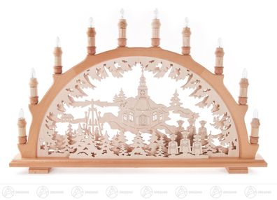 Schwibbogen mit Seiffener Kirche, elektrisch beleuchtet BxHxT 66 cmx40 cmx6,5 cm