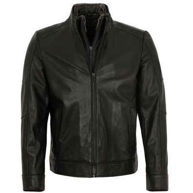 Milestone - Herren Lederjacke Lammnappa schwarz