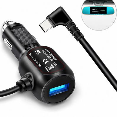 P16C KFZ Ladekabel 3,5 m, USB und USB-C abgewinkelt, Auto Ladegerät Adapter Navi
