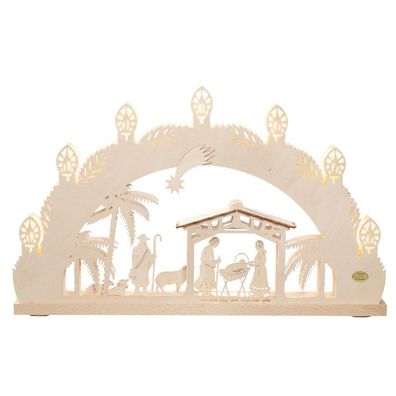 3D-Lichterbogen "Christi Geburt", 7-flammig elektrisch beleuchtet 52x32x4,5cm