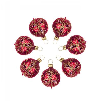 Thüringer Christbaumschmuck Kugel rot-matt Waffelmuster (7) BxHxT 4x4x4cm NEU