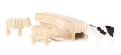 Reifentier Bastelbeutel (5) BxHxT ca 14,5x3,5x4,5 cm NEU Reifenvieh Holztiere
