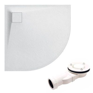 Duschwanne Halbrund Komposit VIDAR 80x80x3,2 Steinoptik | Ablauf im SET !