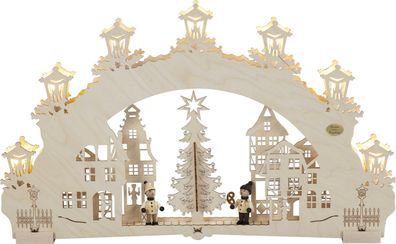 3D-Lichterbogen "Auf dem Weihnachtsmarkt",7-flammige LED-Beleuchtung 52x32x4,5cm