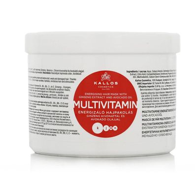 Kallos Cosmetics Kallos Multivitamin Energising Hair Mask 500 ml