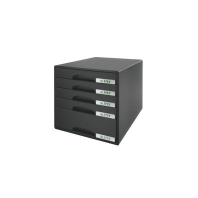 LEITZ Schubladenbox Plus schwarz DIN A4 mit 5 Schubladen