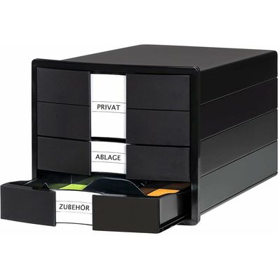 HAN Schubladenbox IMPULS schwarz DIN C4 mit 3 Schubladen