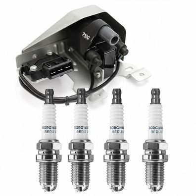 4 BERU Z90 Zündkerzen + Original Zündspule mit Zündmodul Audi VW