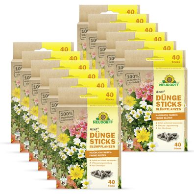 12 x Neudorff Azet® DüngeSticks für Blühpflanzen, 40 Sticks