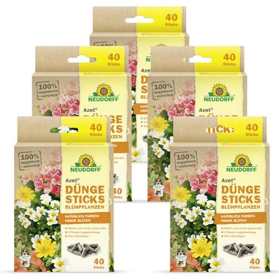 5 x Neudorff Azet® DüngeSticks für Blühpflanzen, 40 Sticks