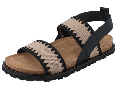 Natural SENSE Damen Sandalette beige schwarz Nappa Textil Bio