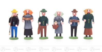 Miniatur Waldleute (6) H=ca 3,5 cm NEU Erzgebirge Weihnachtsfigur Holzfigur
