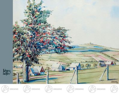 Künstlerkarte Max Schanz "Farben des Gebirges", Vogelbeerbaum NEU Postkarte