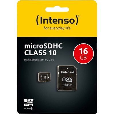 Intenso SD MicroSD Card 16GB Intenso Class10 inkl. SD Adapter