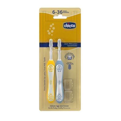 Chicco Zahnputzset für Kleinkinder 6-36 Monate, Indigo, 2er Pack