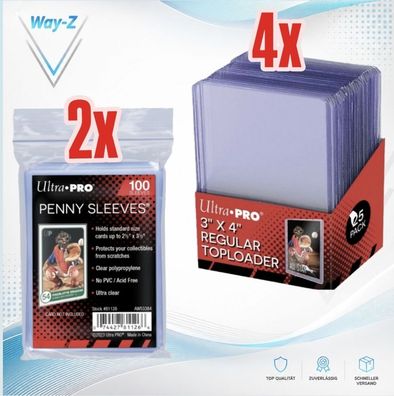 Ultra PRO 100 Toploader + 200 Penny Sleeves Pokemon MTG TCG Karten Zubehör Set