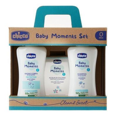 Chicco Baby Moments Badepflege-Geschenkset: Sanftes Shampoo, beruhigende Badeflü
